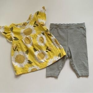NFS.  Carters sunflower 2 piece matching set for baby girl size 9 months